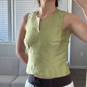 Ann Taylor Olive Green Sleeveless Notch-Neck Camisole
